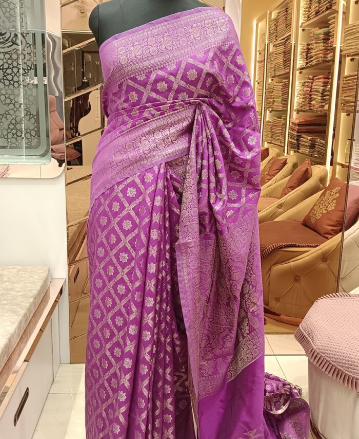 Moini Fabrics - Banarasi Katan Jaal Saree.