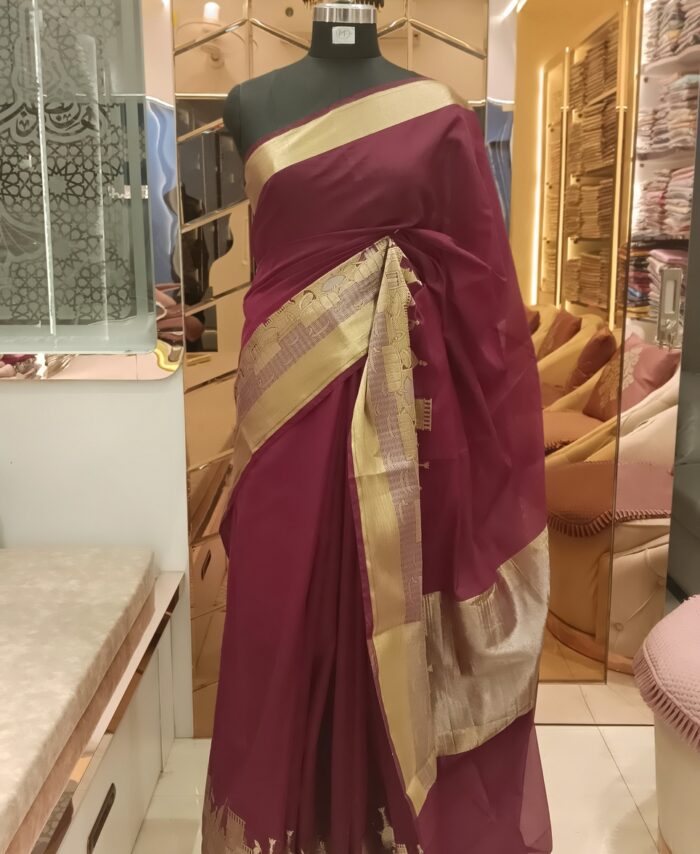MOINI FABRICS - Banarasi Ganga Ghat Border Saree.