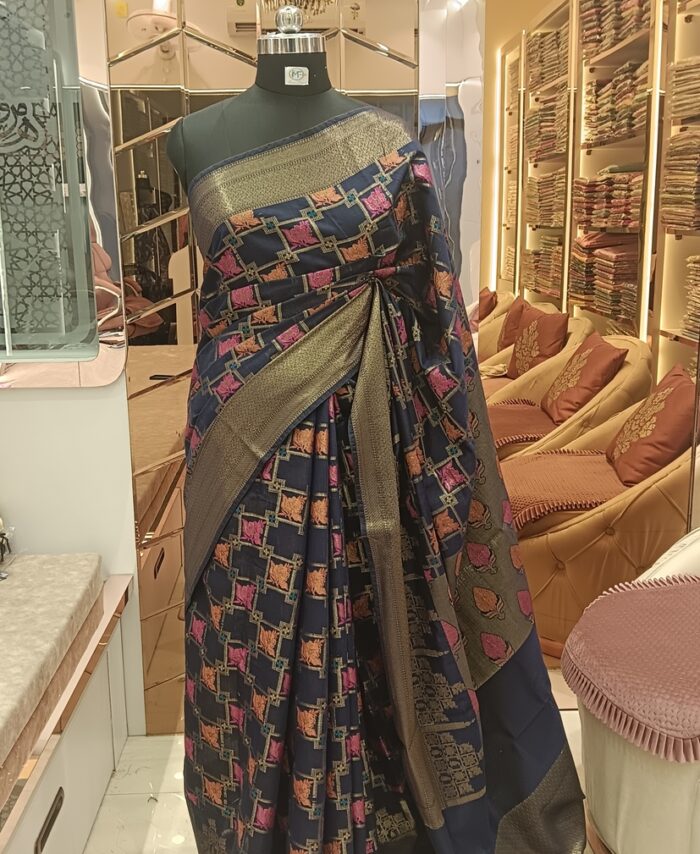 MOINI FABRIC - Banarasi Meena Cotton Saree.