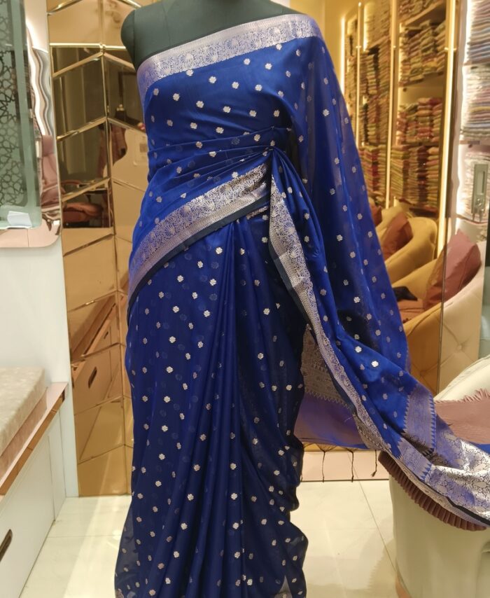 Moini Fabrics - Banarasi Katan Zari Buti Saree.