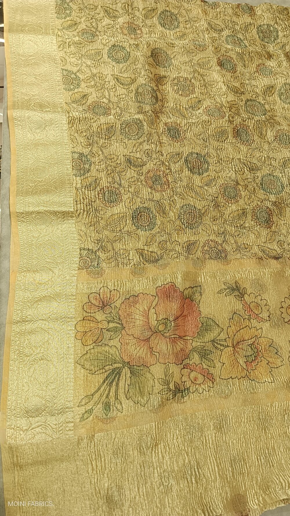 Moini Fabrics - Banarasi Digital Print Tissue Crush Saree. - Image 4