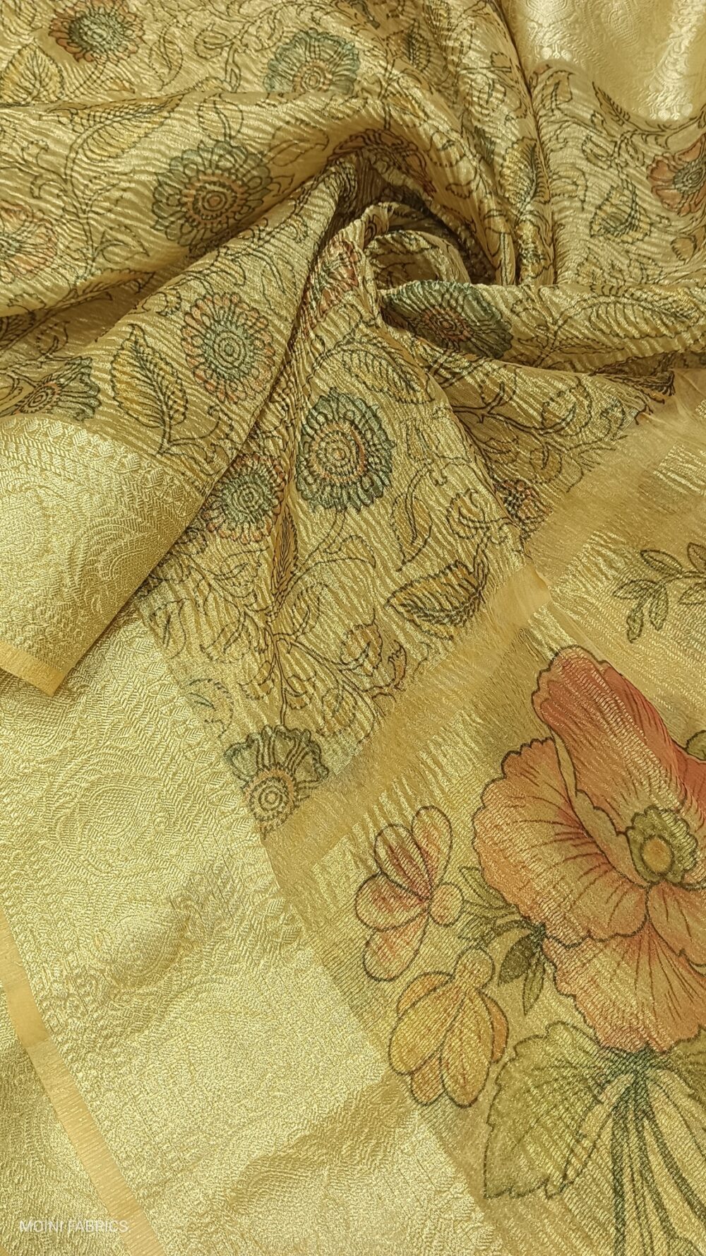 Moini Fabrics - Banarasi Digital Print Tissue Crush Saree. - Image 3