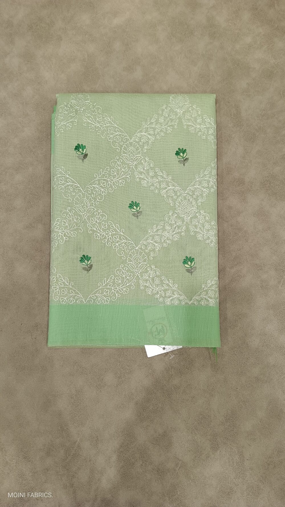 Moini Fabrics - Banarasi linen Embroidery Saree. - Image 5