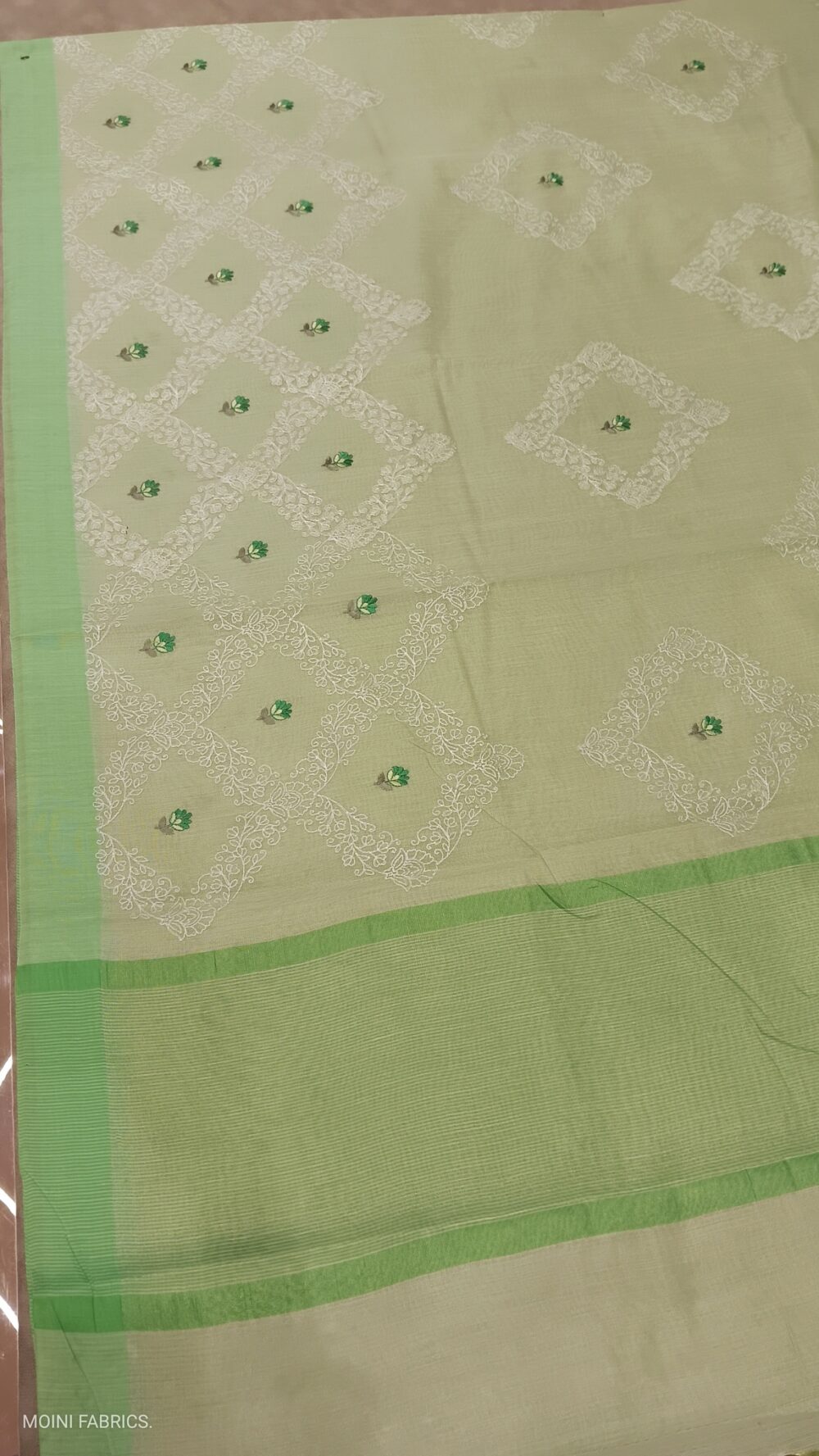 Moini Fabrics - Banarasi linen Embroidery Saree. - Image 4