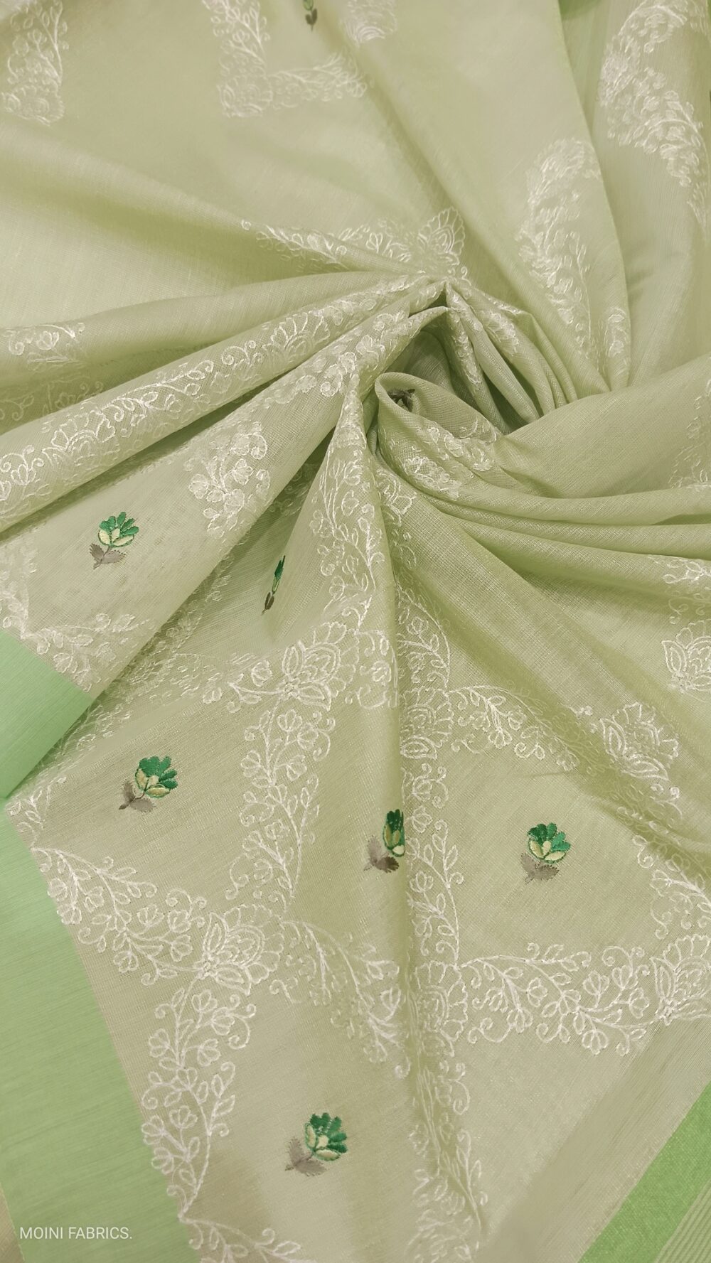 Moini Fabrics - Banarasi linen Embroidery Saree. - Image 3