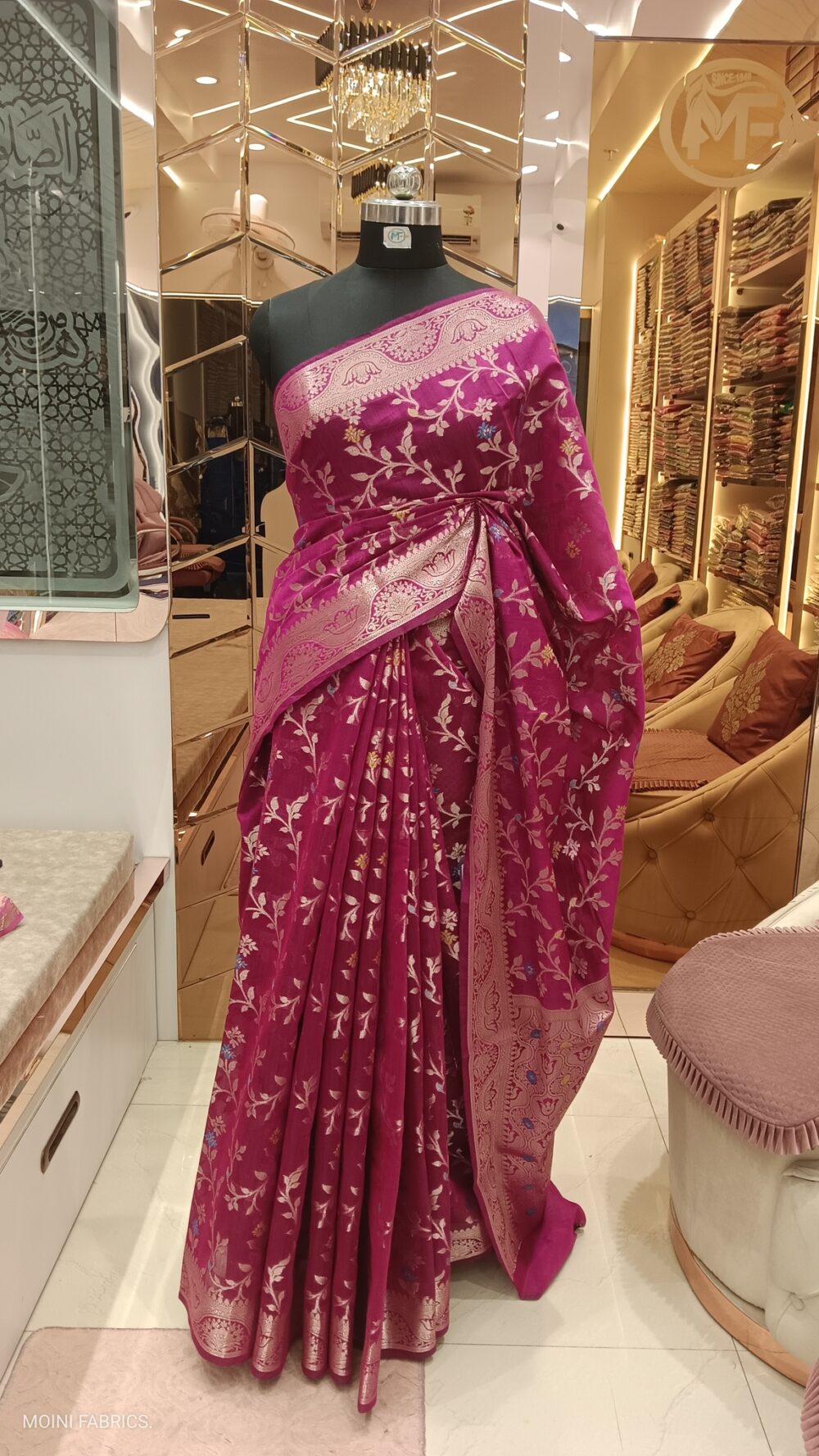 Moini Fabrics - Banarasi Acrylic Jaal Saree.