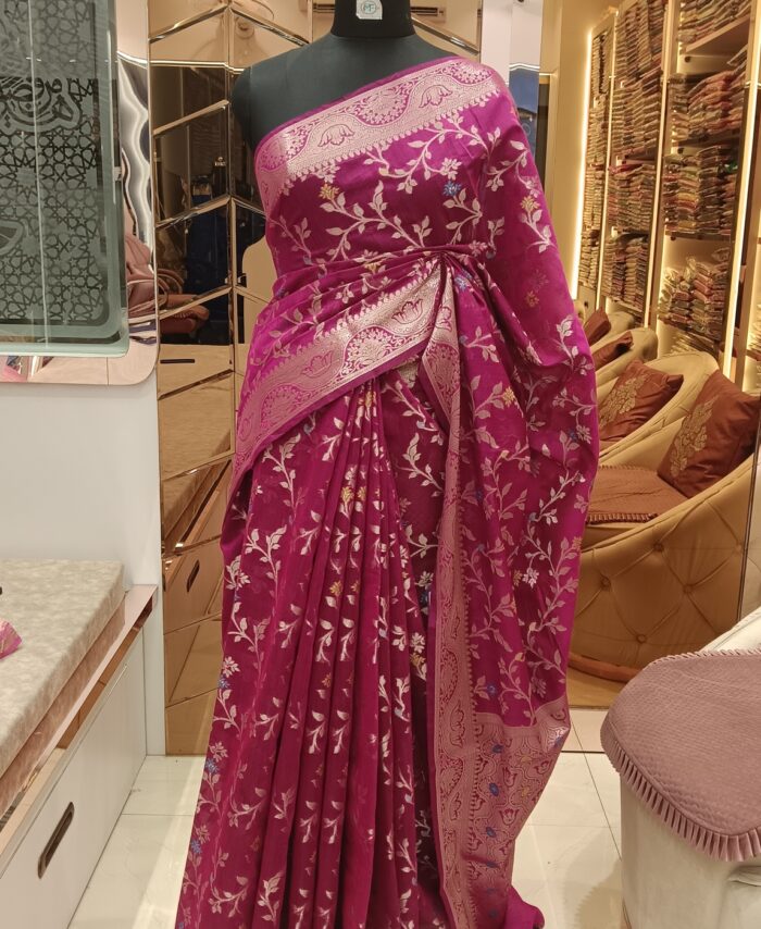 Moini Fabrics - Banarasi Acrylic Jaal Saree.