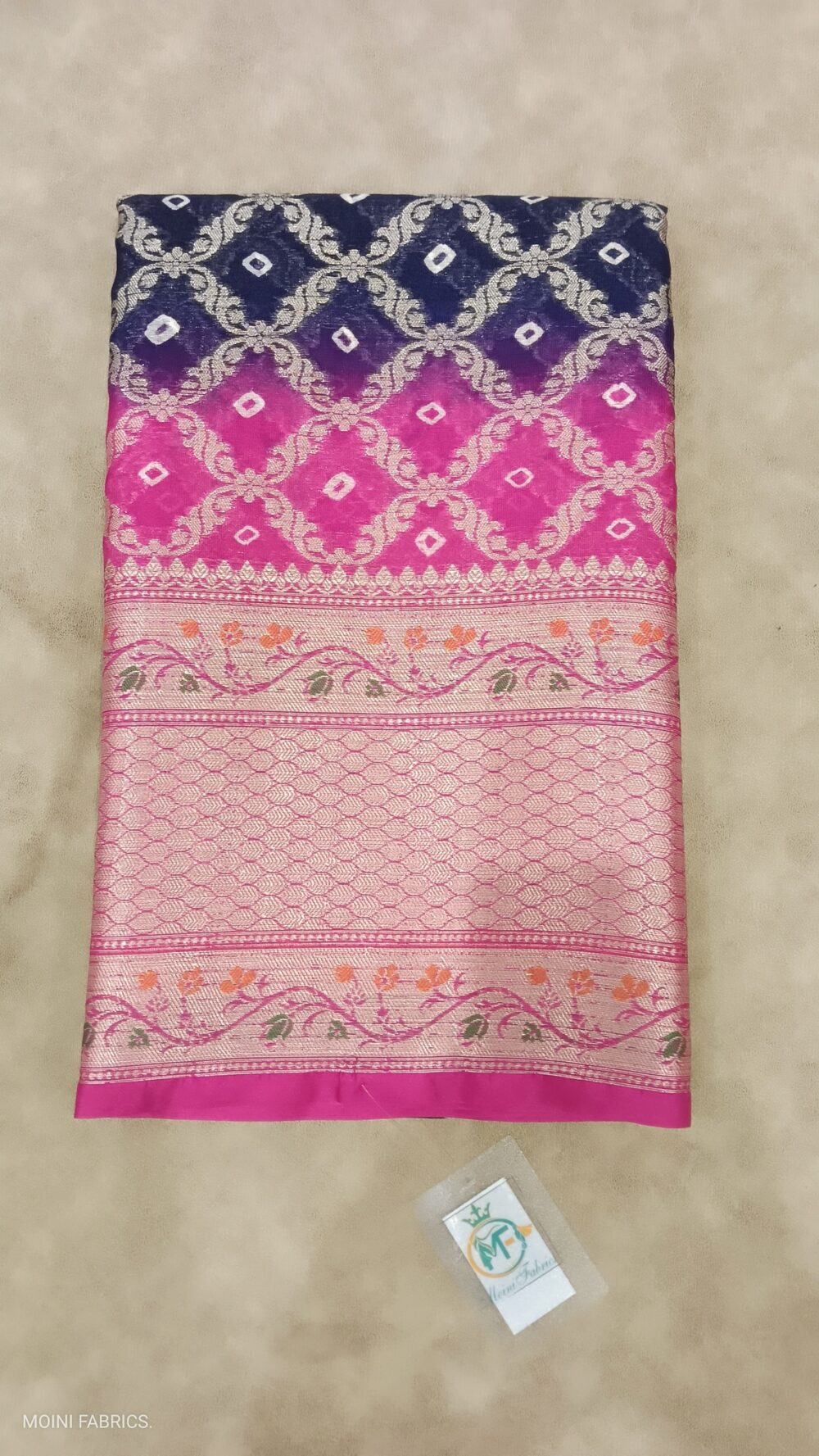 MOINI FABRICS - Banarasi Warm Silk Bandhej Saree. - Image 5
