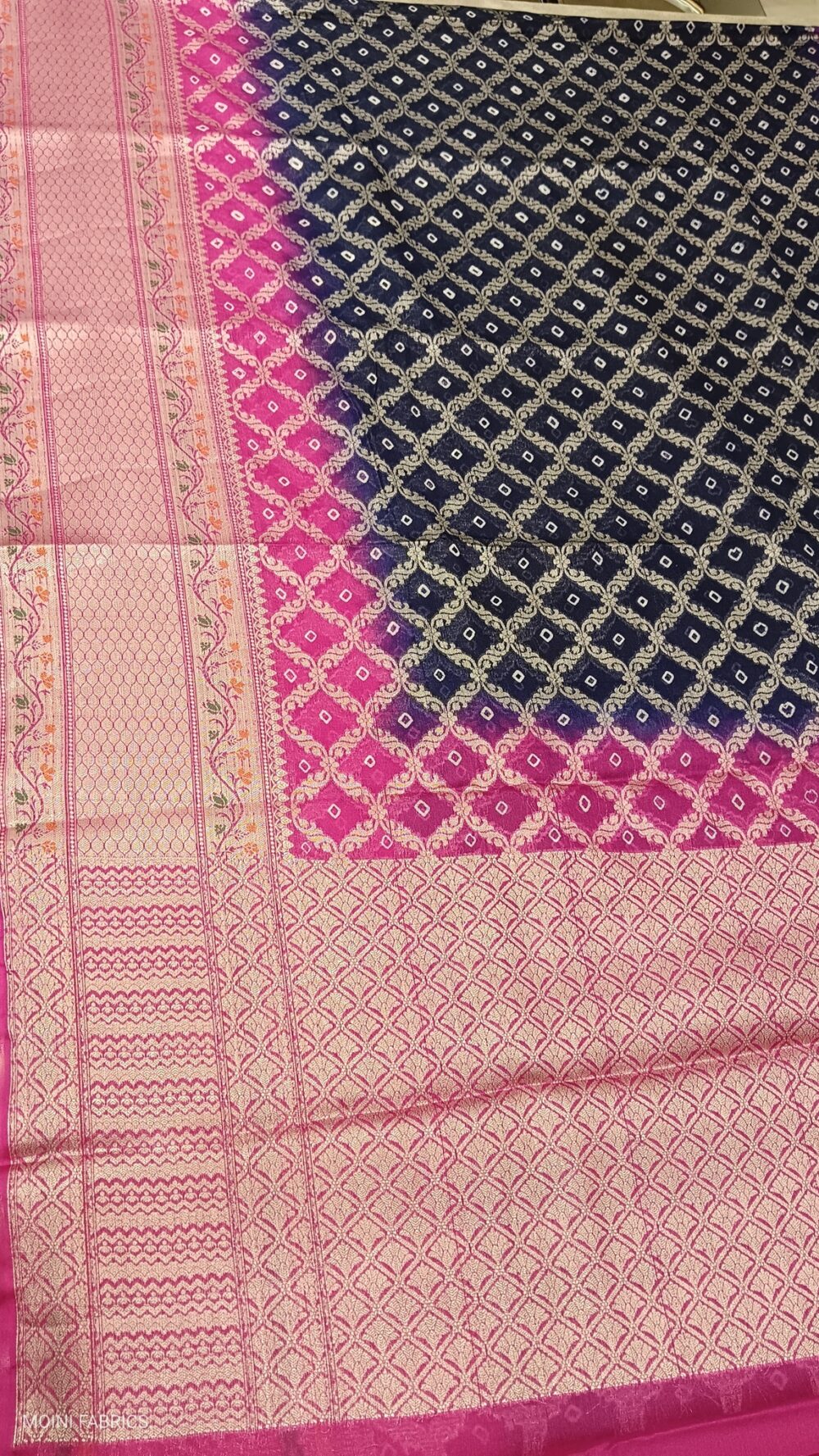 MOINI FABRICS - Banarasi Warm Silk Bandhej Saree. - Image 6