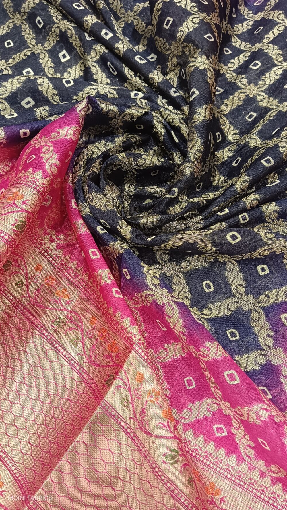 MOINI FABRICS - Banarasi Warm Silk Bandhej Saree. - Image 3