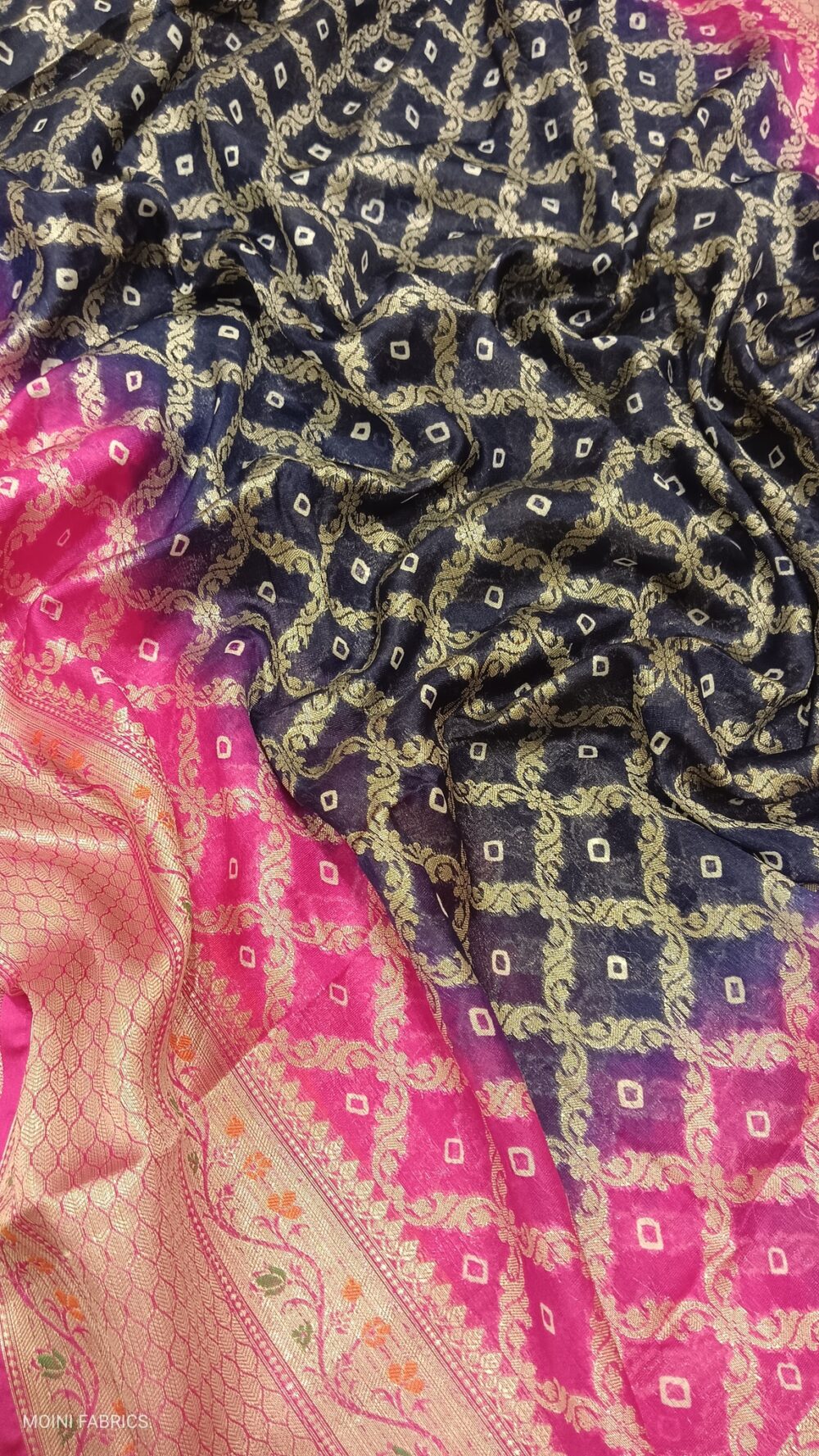 MOINI FABRICS - Banarasi Warm Silk Bandhej Saree. - Image 4