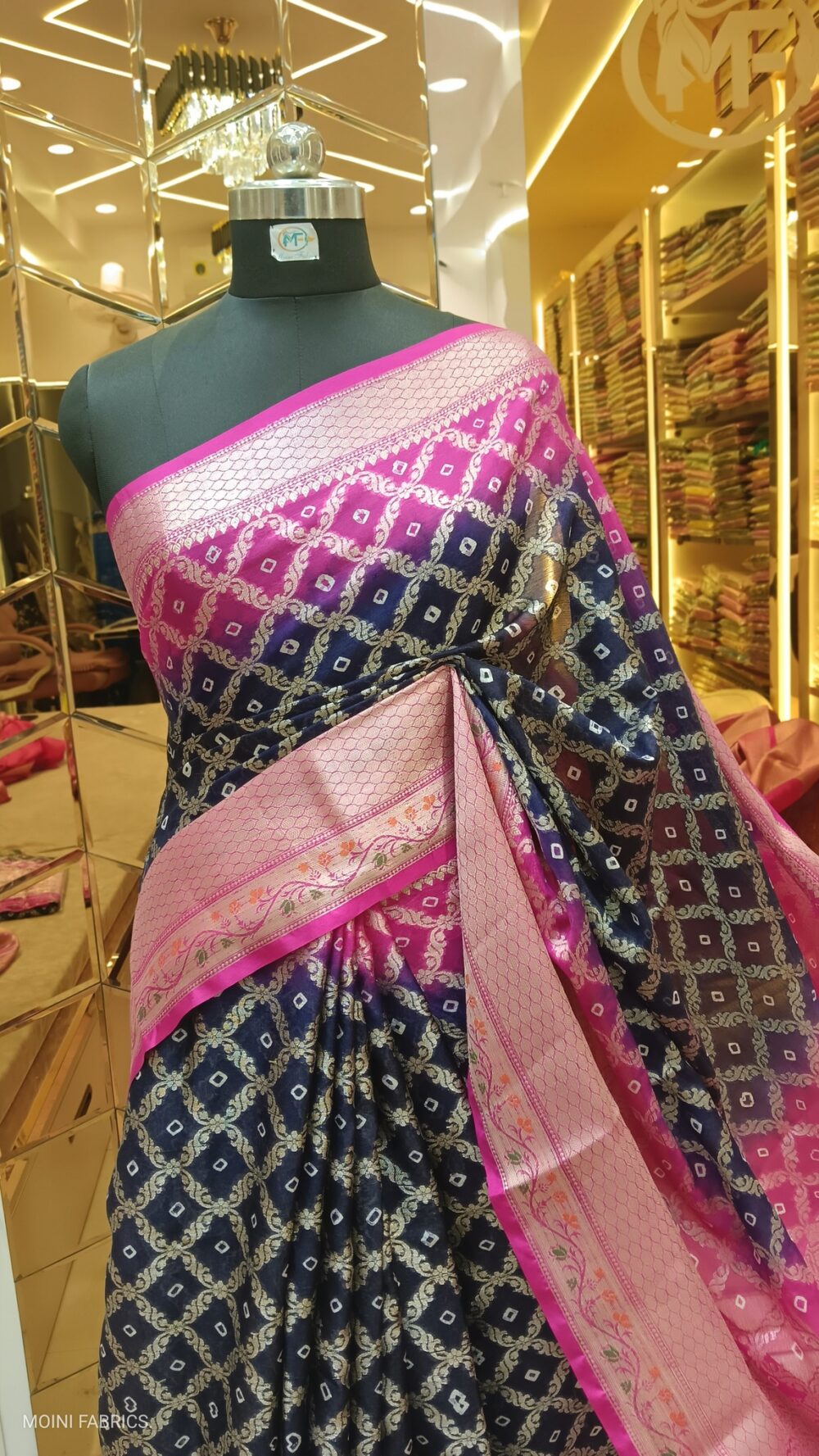 MOINI FABRICS - Banarasi Warm Silk Bandhej Saree. - Image 2