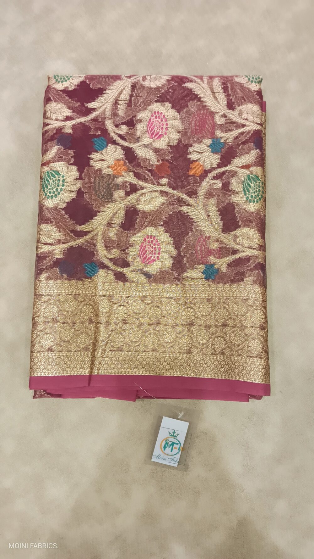 Moini Fabrics - Banarasi Alfi Organza Jaal Saree. - Image 5