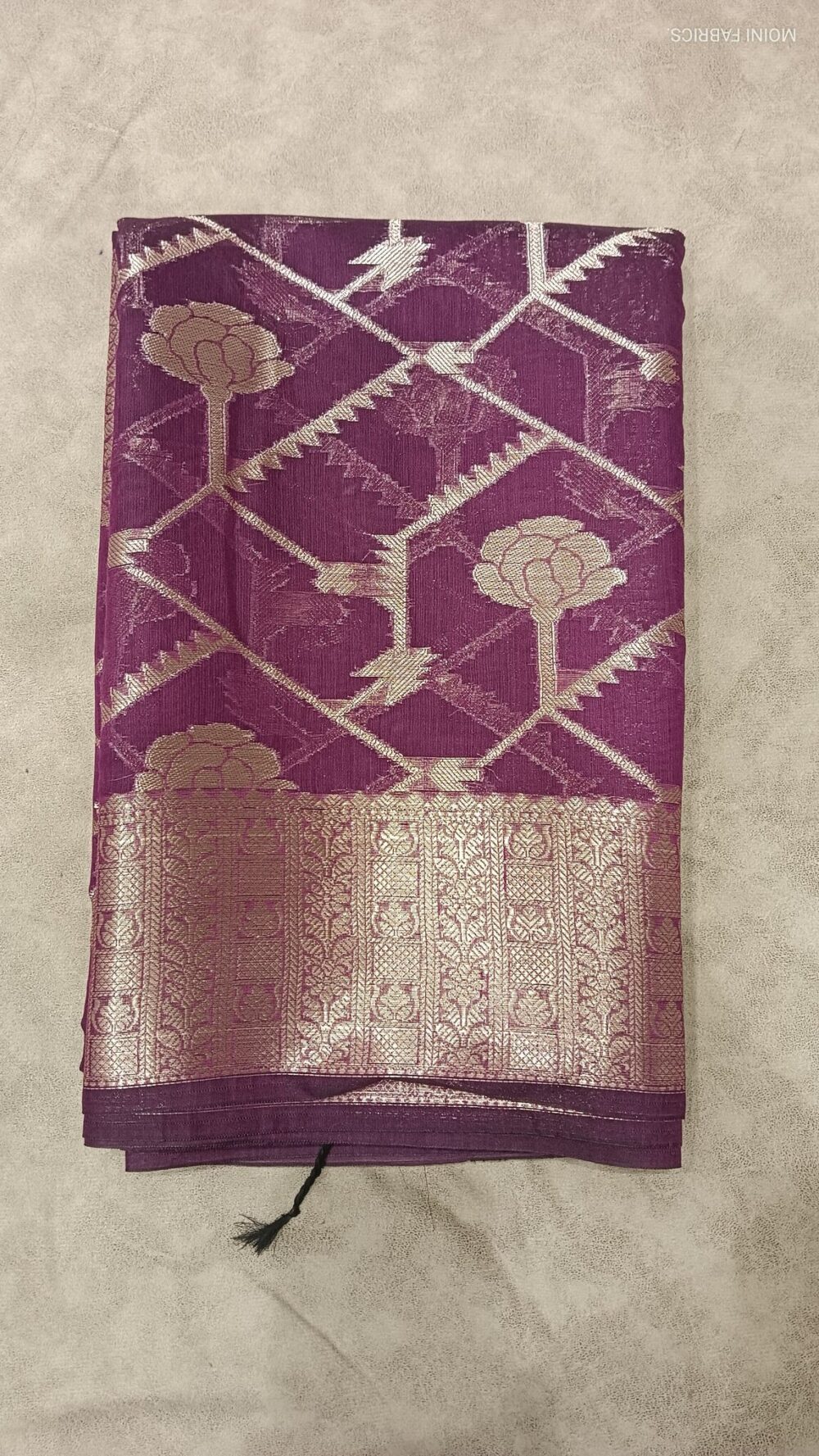 MOINI FABRICS - Banarasi Moonga Acrylic Jaal Saree. - Image 2