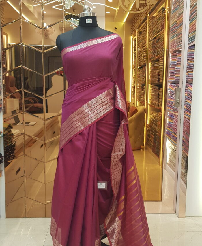 MOINI FABRICS-Banarasi Cotton Aanchal Border Saree