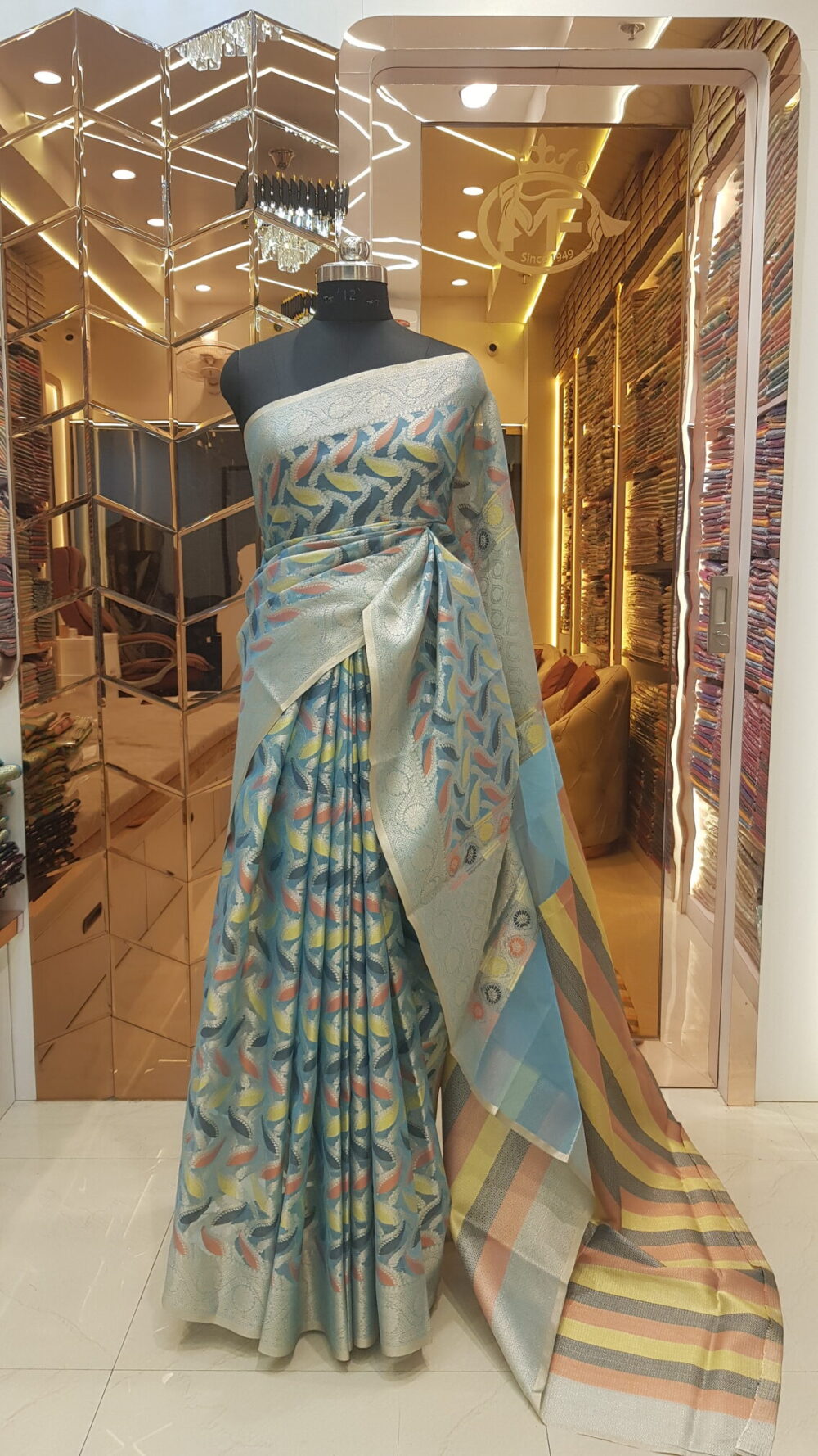MOINI FABRICS - Banarasi Organza Meena Saree