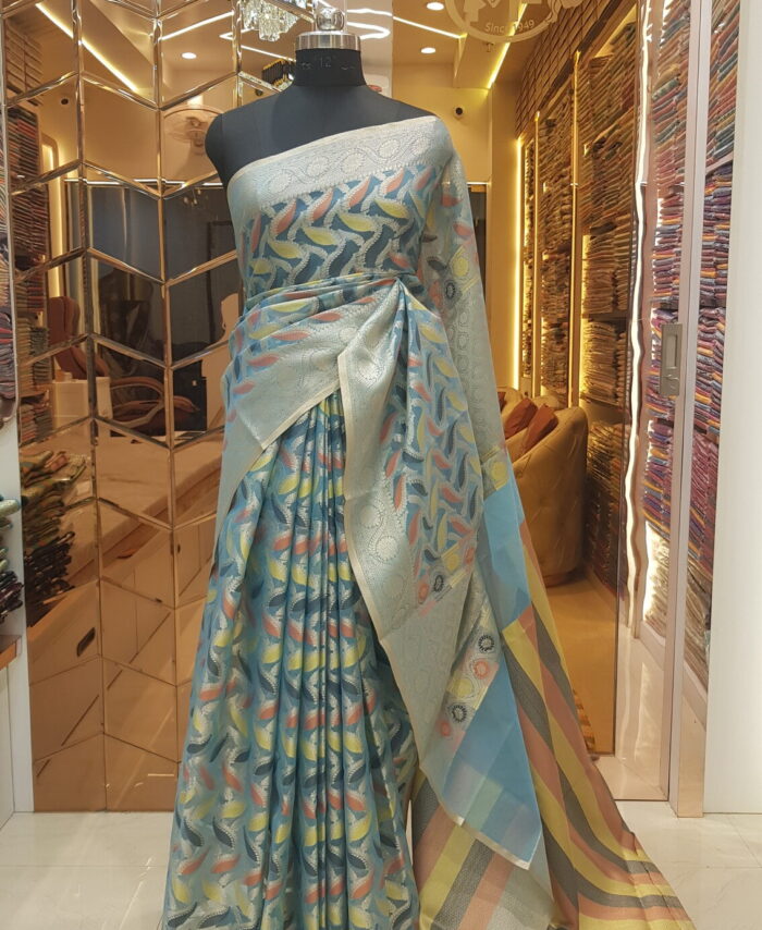 MOINI FABRICS - Banarasi Organza Meena Saree