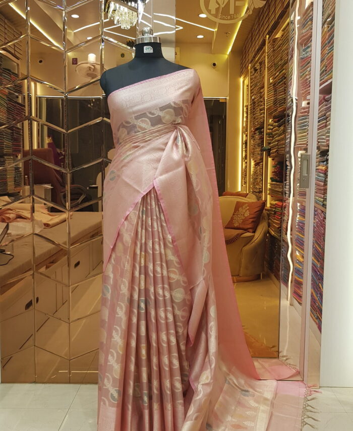 MOINI FABRICS - Banarasi Meena Kora Jaal Saree.