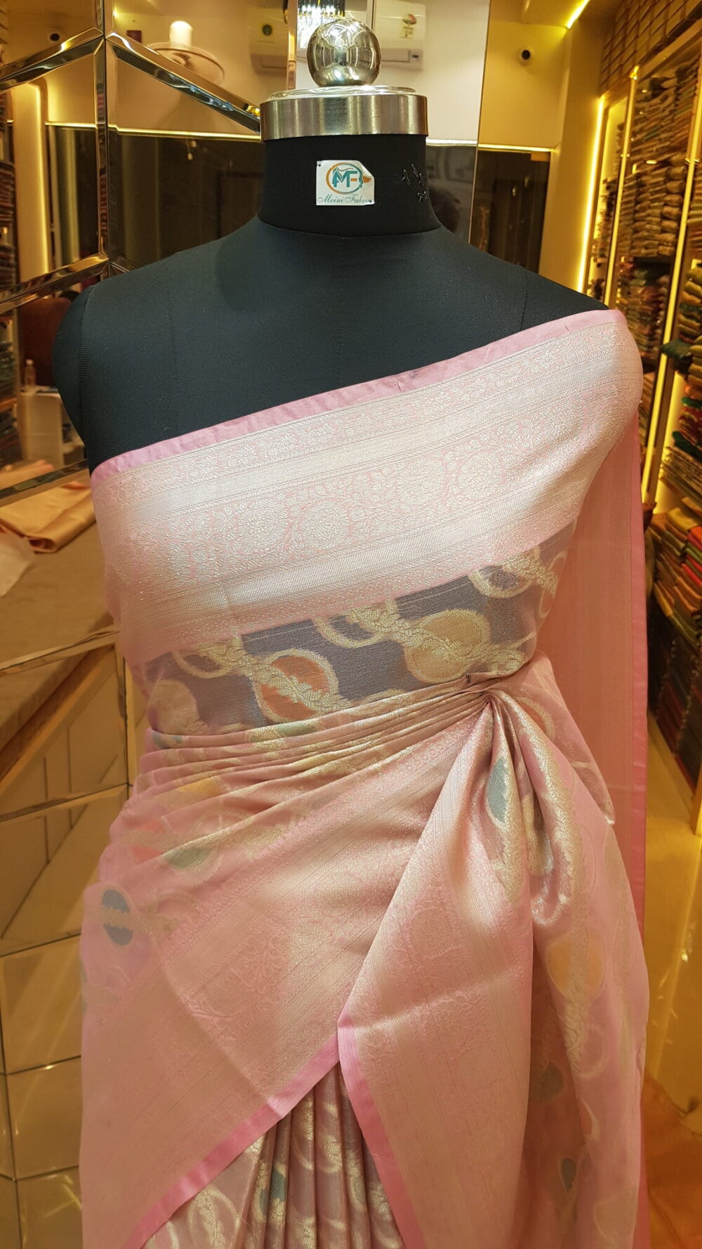 MOINI FABRICS - Banarasi Meena Kora Jaal Saree. - Image 2