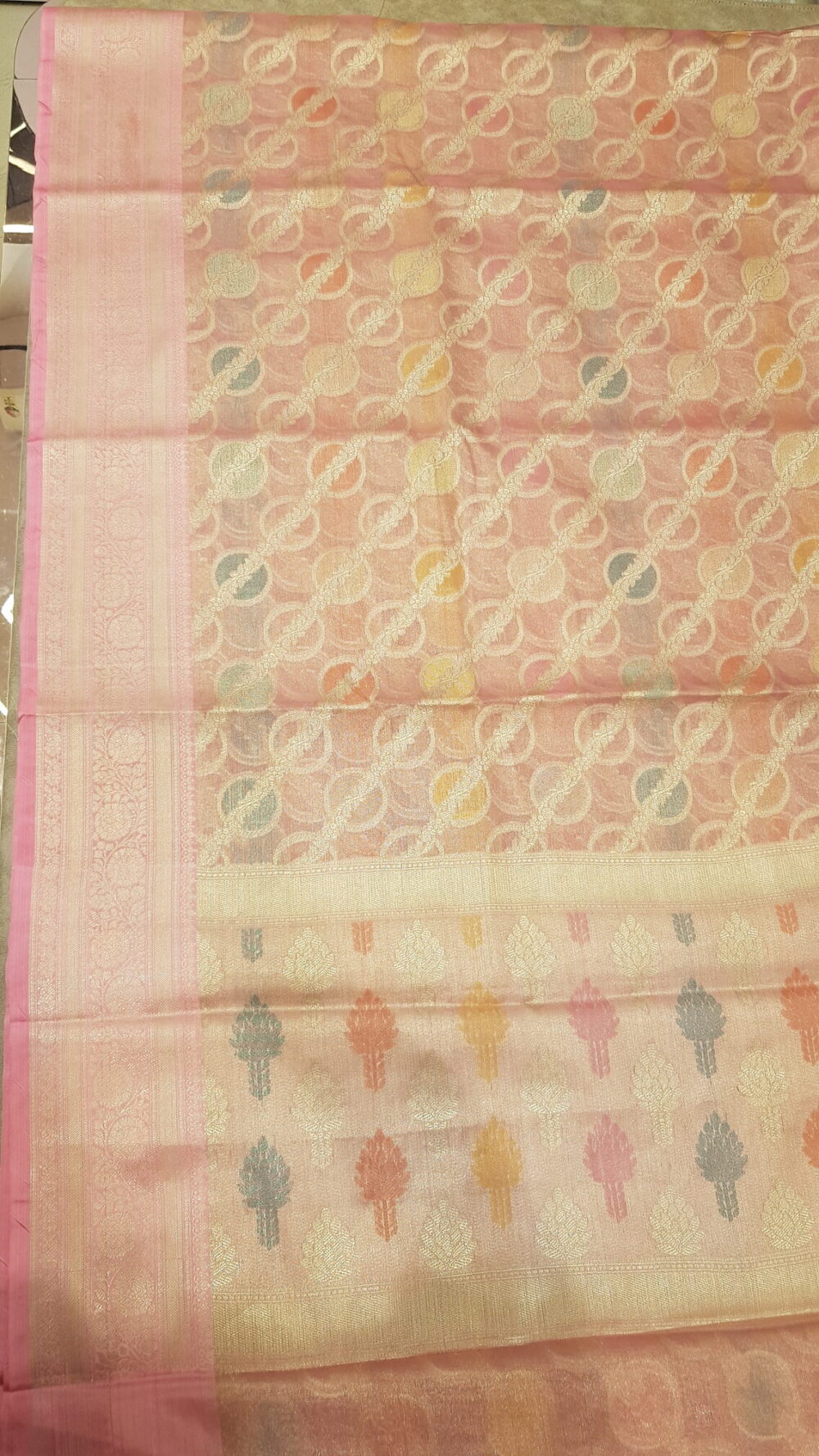 MOINI FABRICS - Banarasi Meena Kora Jaal Saree. - Image 6