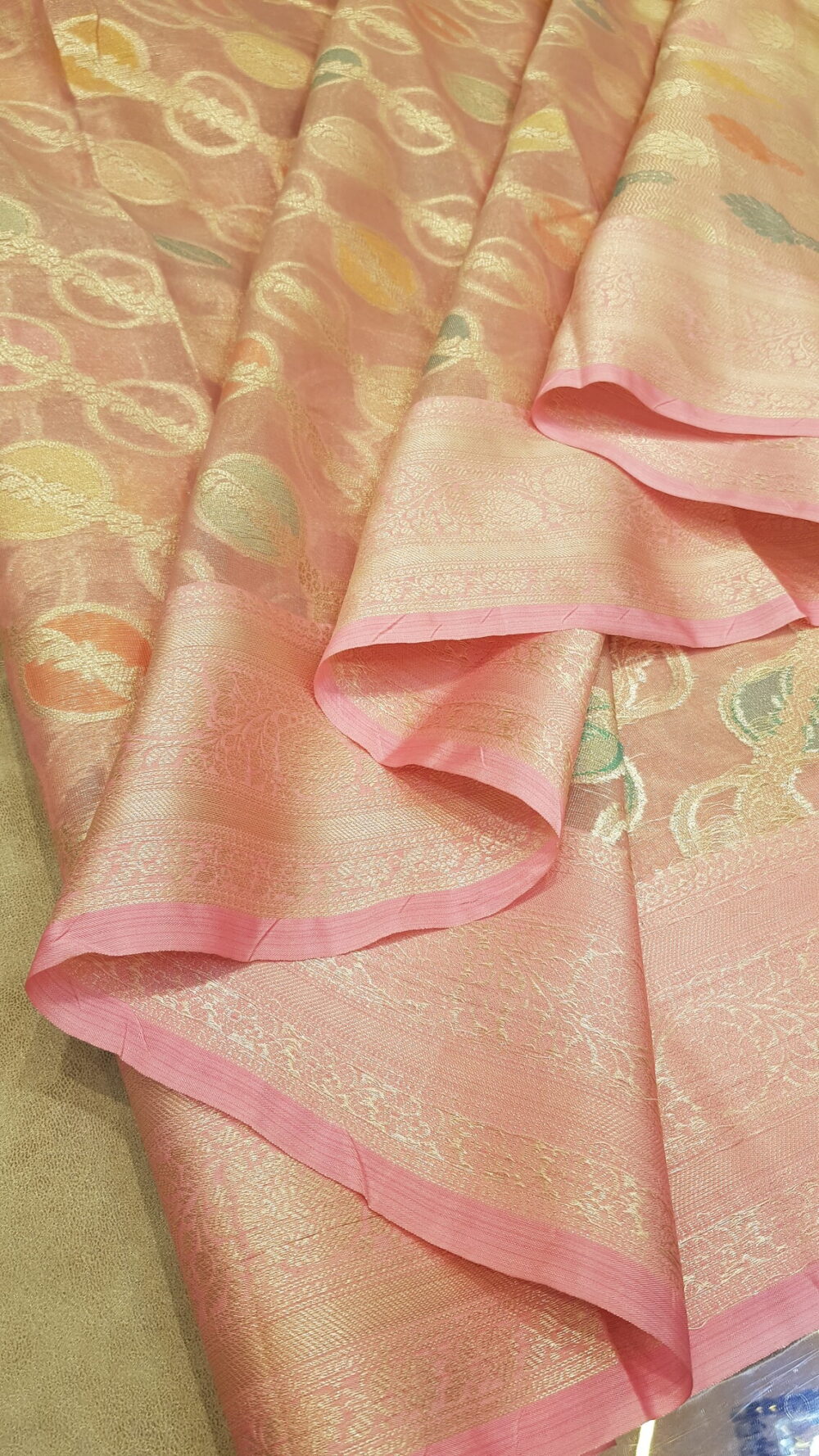MOINI FABRICS - Banarasi Meena Kora Jaal Saree. - Image 3