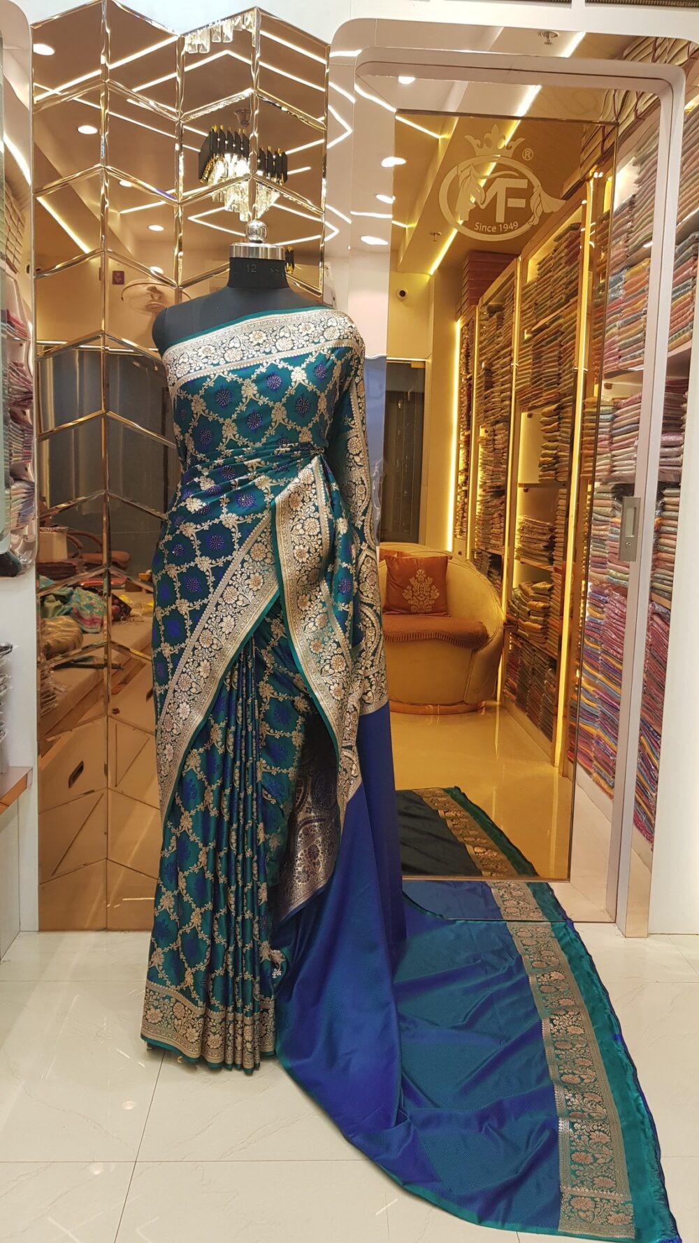 MOINI FABRICS - Banarasi Katan Silk Meena Saree.
