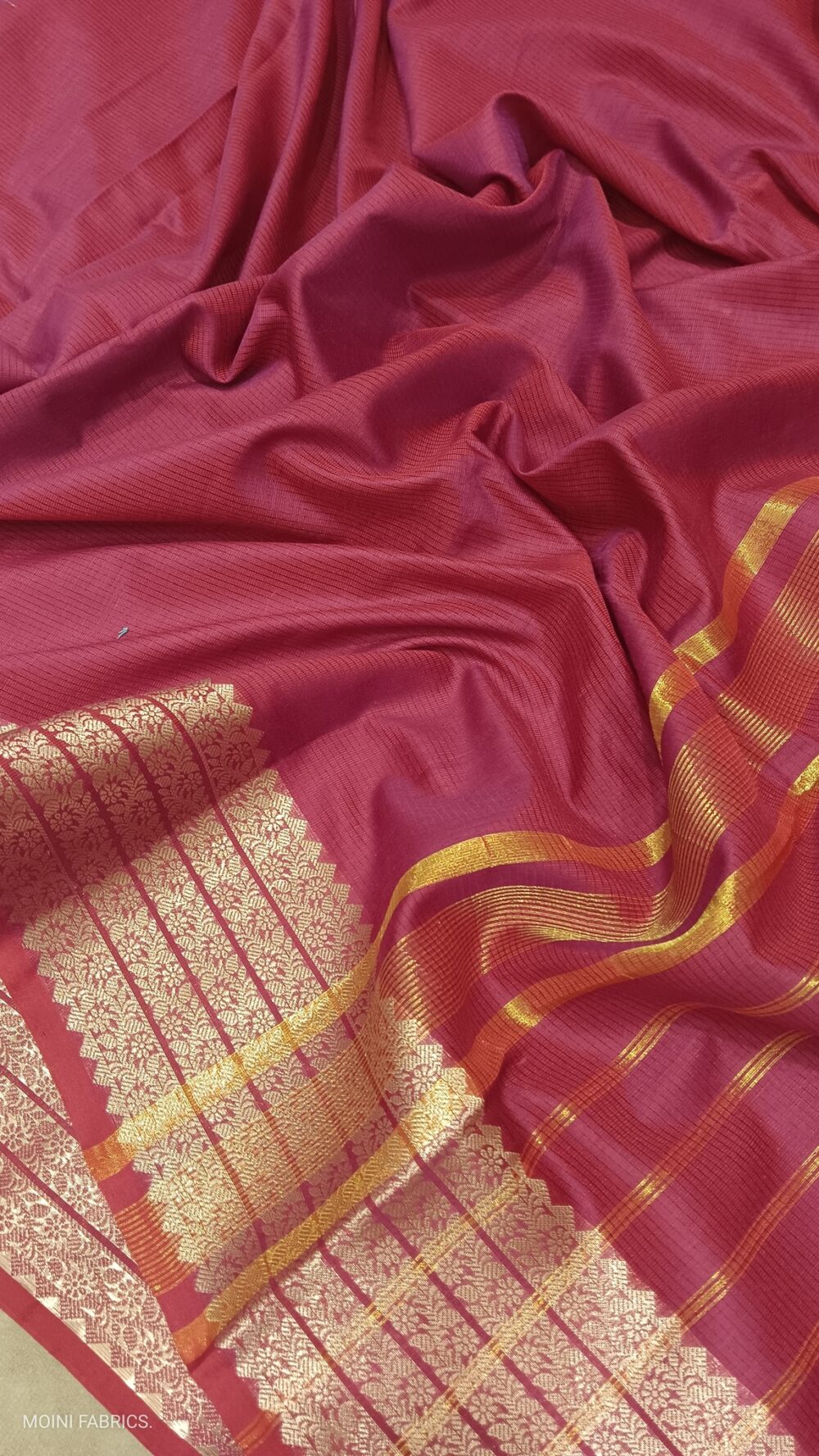 MOINI FABRICS-Banarasi Cotton Aanchal Border Saree - Image 4