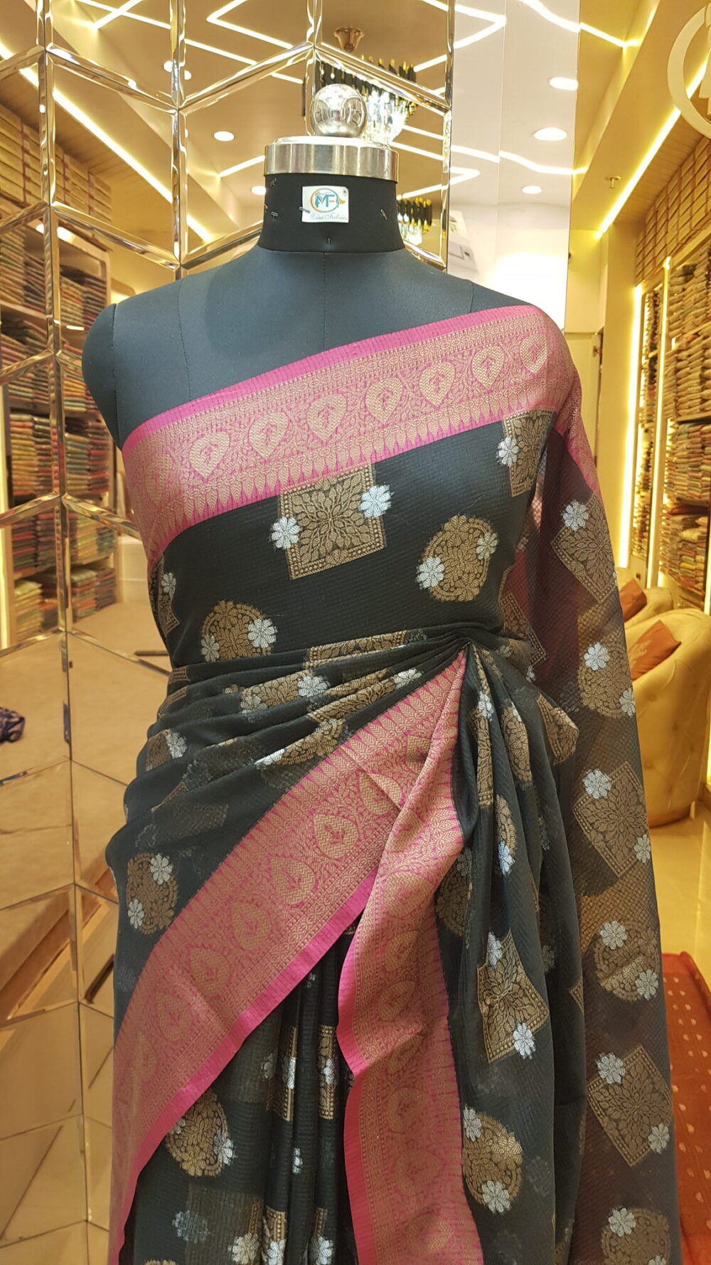 MOINI FABRICS - Banarasi Chiku Kota Check Saree. - Image 2