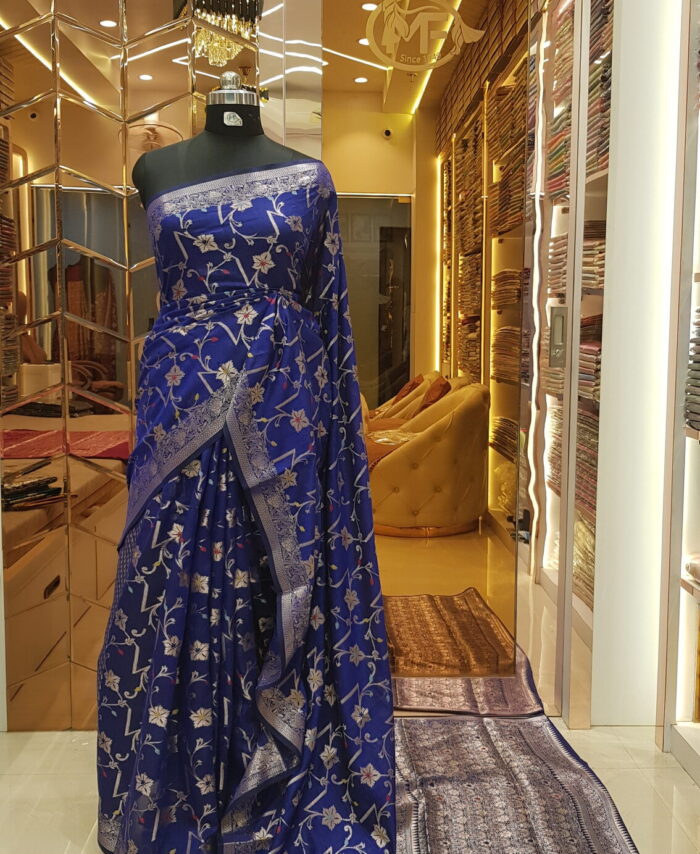 MOINI FABRICS - Banarasi Acrylic Jaal Saree.
