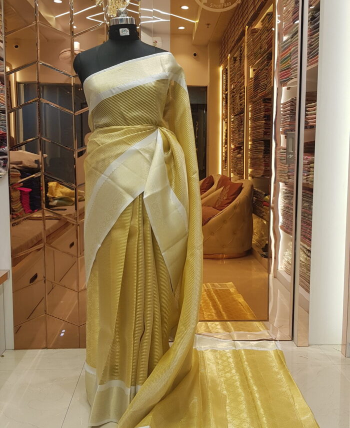 MOINI FABRICS - Banarasi Tissue Matte Check Saree.