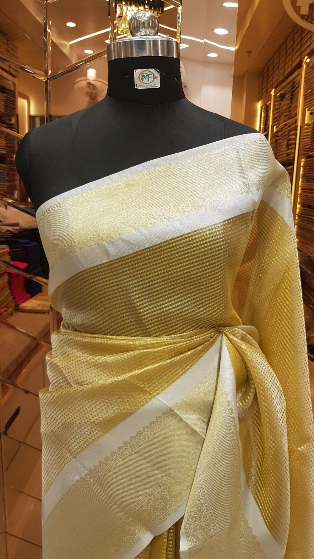MOINI FABRICS - Banarasi Tissue Matte Check Saree. - Image 2