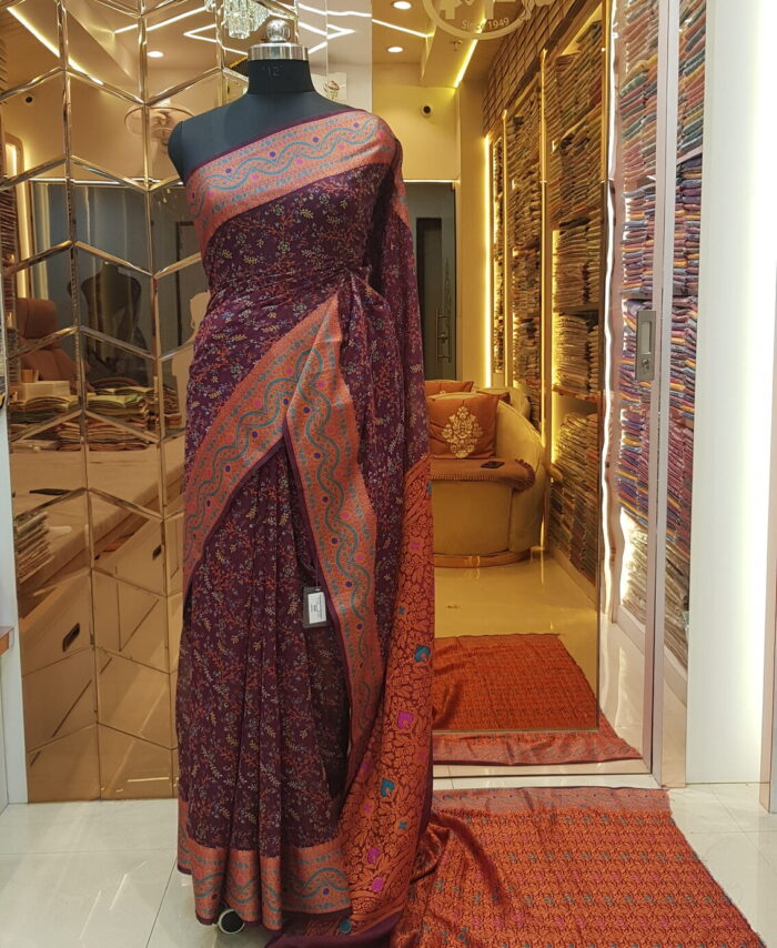 MOINI FABRICS - Banarasi Dupion Digital Print Meena Saree.