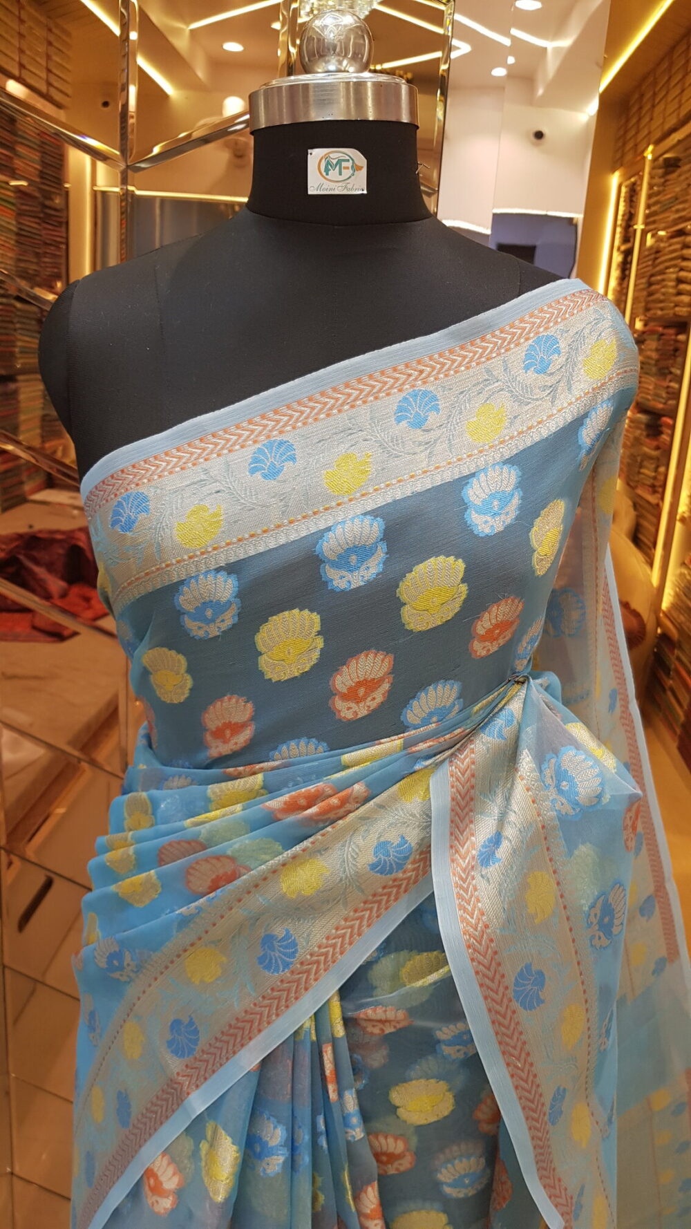 MOINI FABRICS - Banarasi Organza Meena Buta Saree. - Image 2