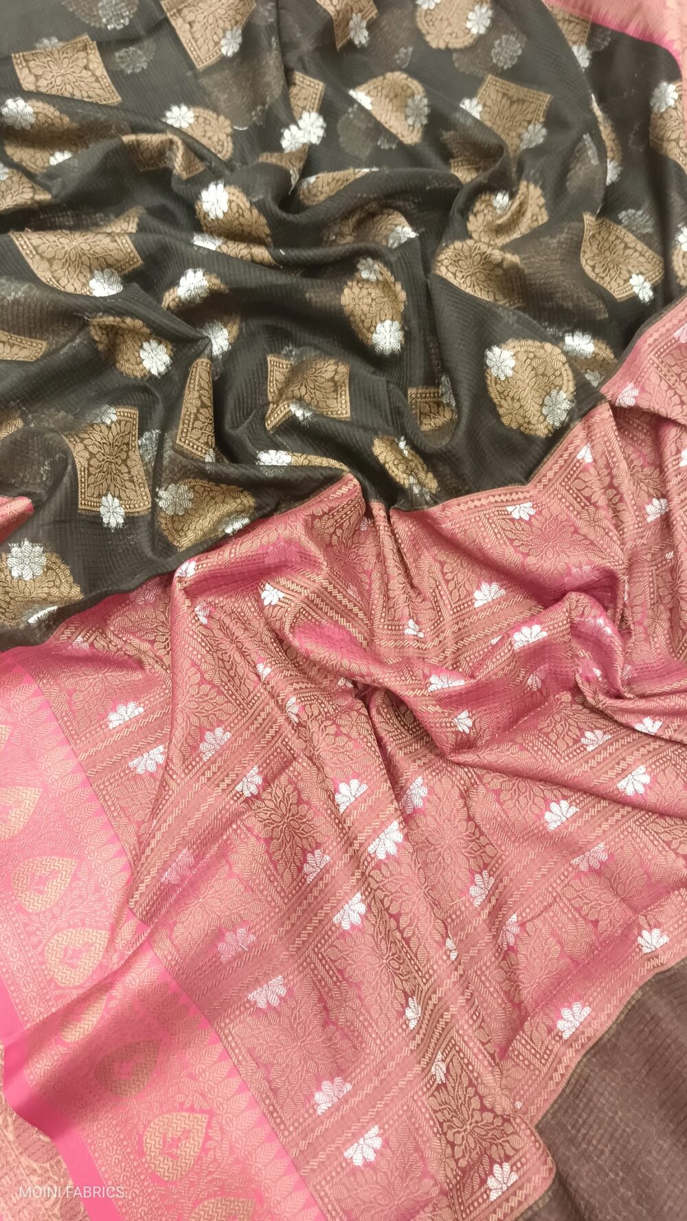MOINI FABRICS - Banarasi Chiku Kota Check Saree. - Image 3