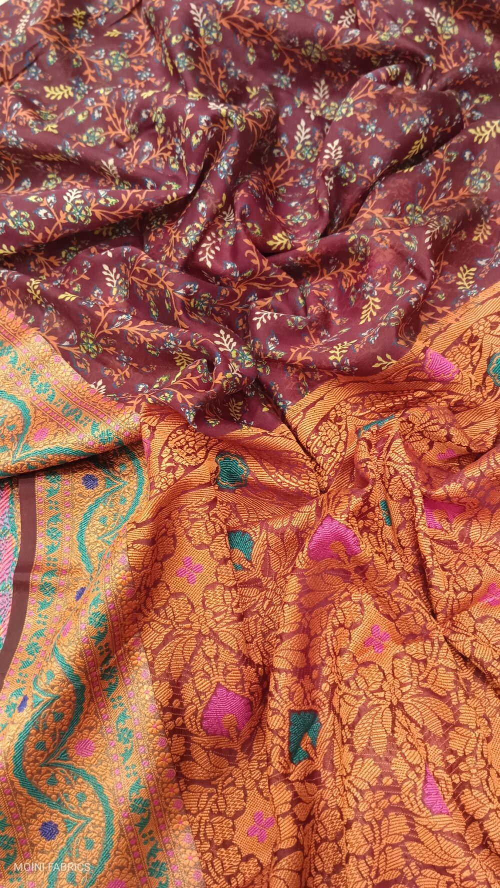 MOINI FABRICS - Banarasi Dupion Digital Print Meena Saree. - Image 4