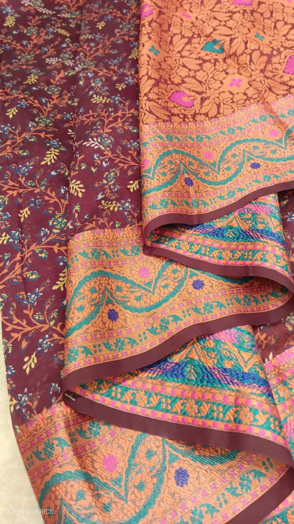 MOINI FABRICS - Banarasi Dupion Digital Print Meena Saree. - Image 3
