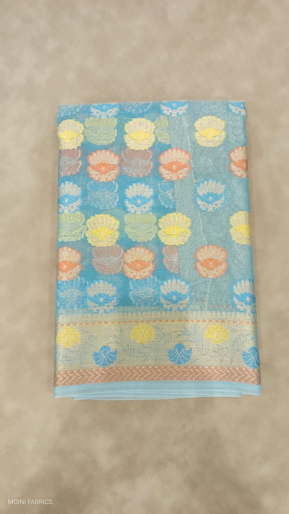 MOINI FABRICS - Banarasi Organza Meena Buta Saree. - Image 6