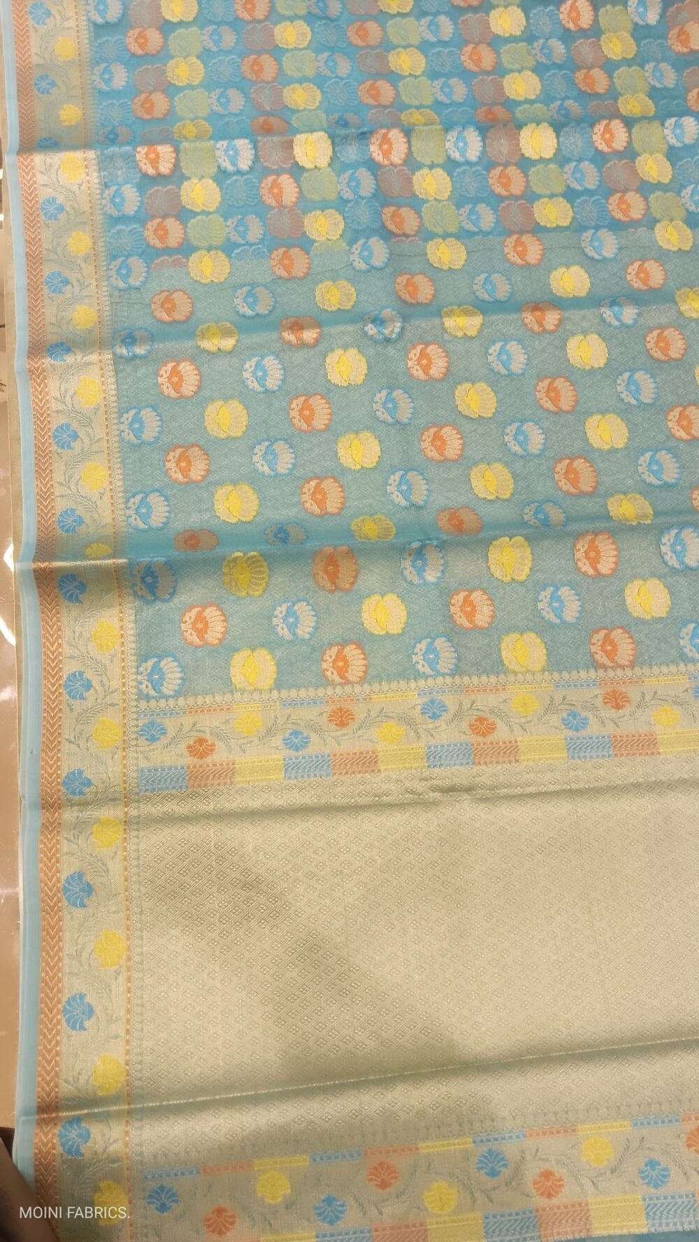 MOINI FABRICS - Banarasi Organza Meena Buta Saree. - Image 5