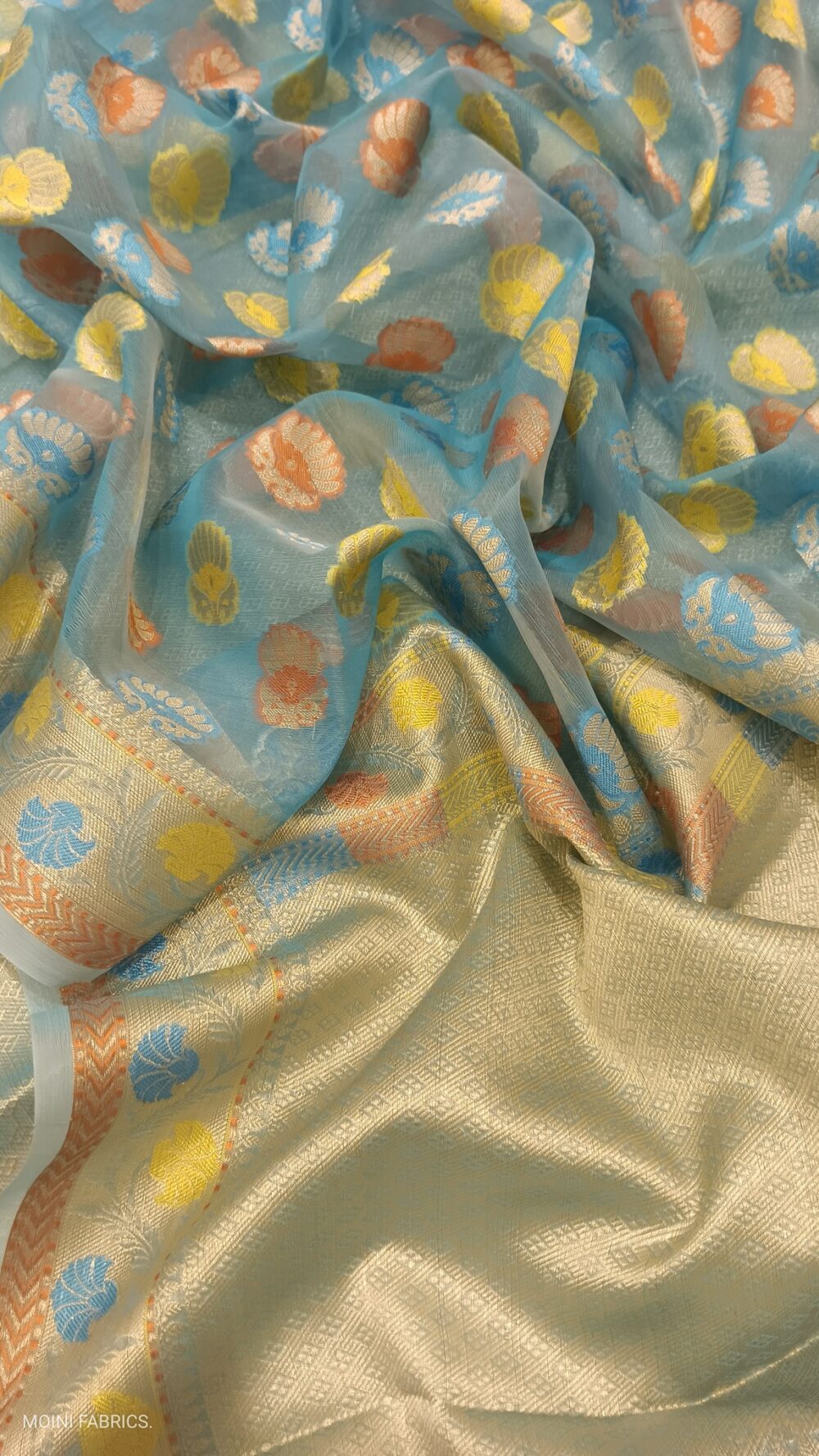 MOINI FABRICS - Banarasi Organza Meena Buta Saree. - Image 4