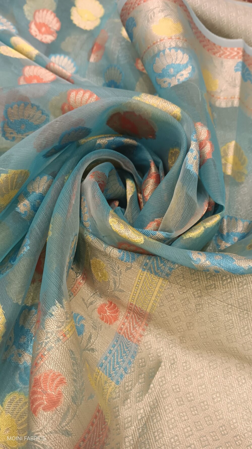 MOINI FABRICS - Banarasi Organza Meena Buta Saree. - Image 3