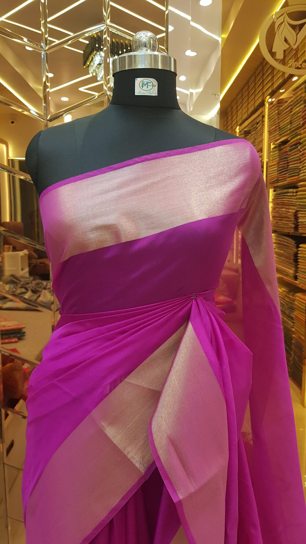MOINI FABRICS - Banarasi Kora Plain Saree. - Image 2