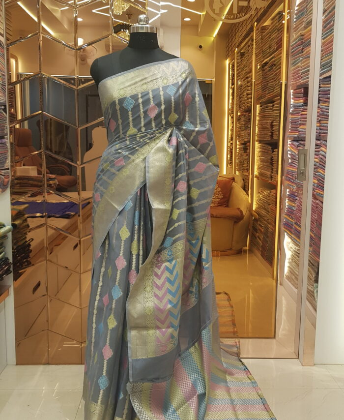 MOINI FABRICS - Banarasi Organza Meena Saree.