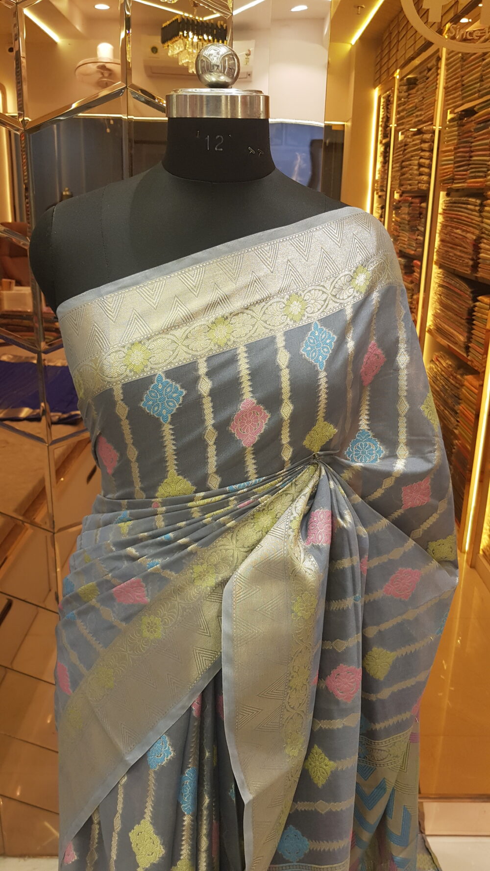 MOINI FABRICS - Banarasi Organza Meena Saree. - Image 2