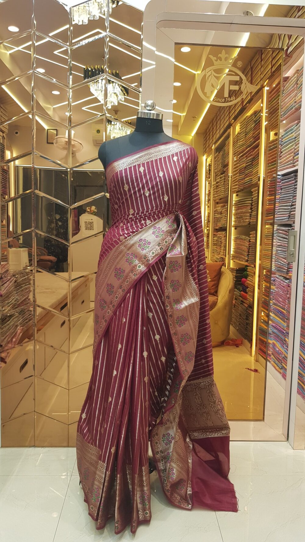 MOINI FABRICS - Banarasi Katan Meena Saree.