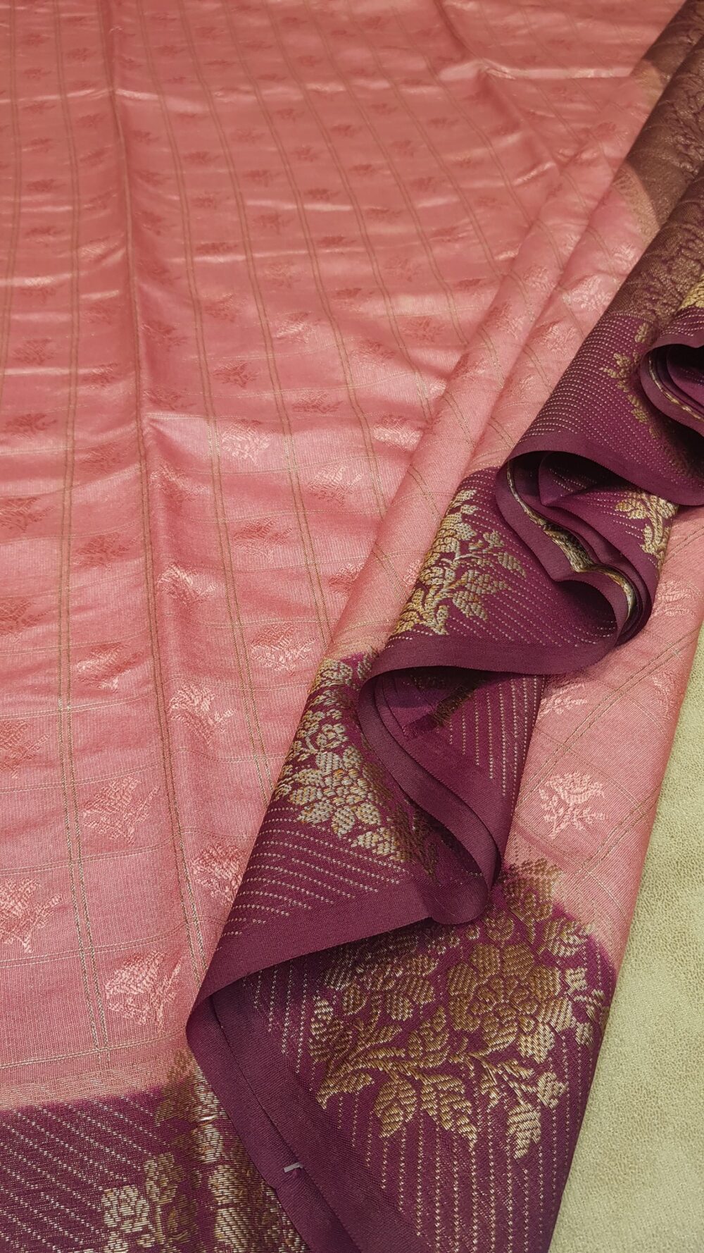 MOINI FABRICS - Banarasi Dupion Contrast Border Saree. - Image 3