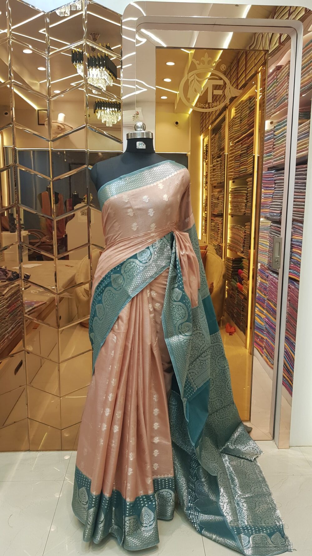 MOINI FABRICS - Banarasi Raw Silk Buti Saree.
