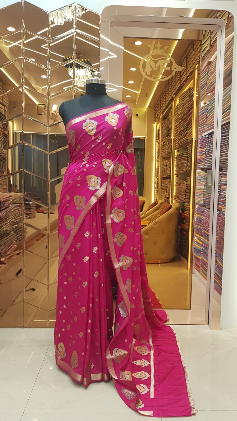 MOINI FABRICS - Banarasi Fancy Dupion Buta Saree.