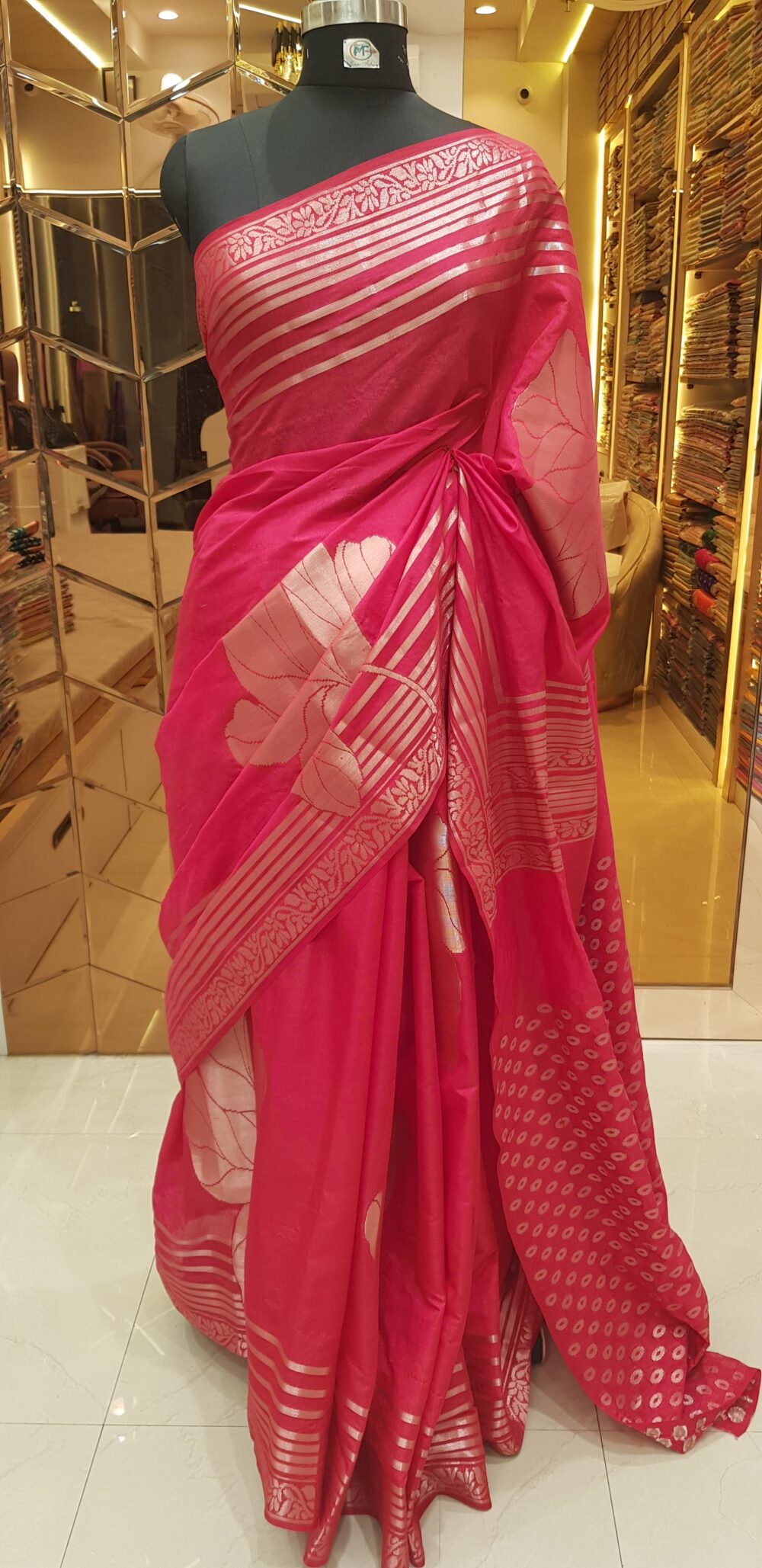 MOINI FABRICS - Banarasi Raw Mango Silk Buti Saree.