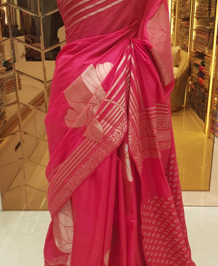 MOINI FABRICS - Banarasi Raw Mango Silk Buti Saree.