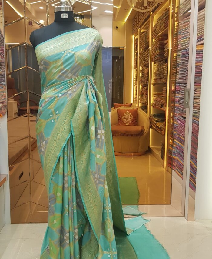 MOINI FABRICS - Banarasi Handloom Khaddi Katan Silk Saree.